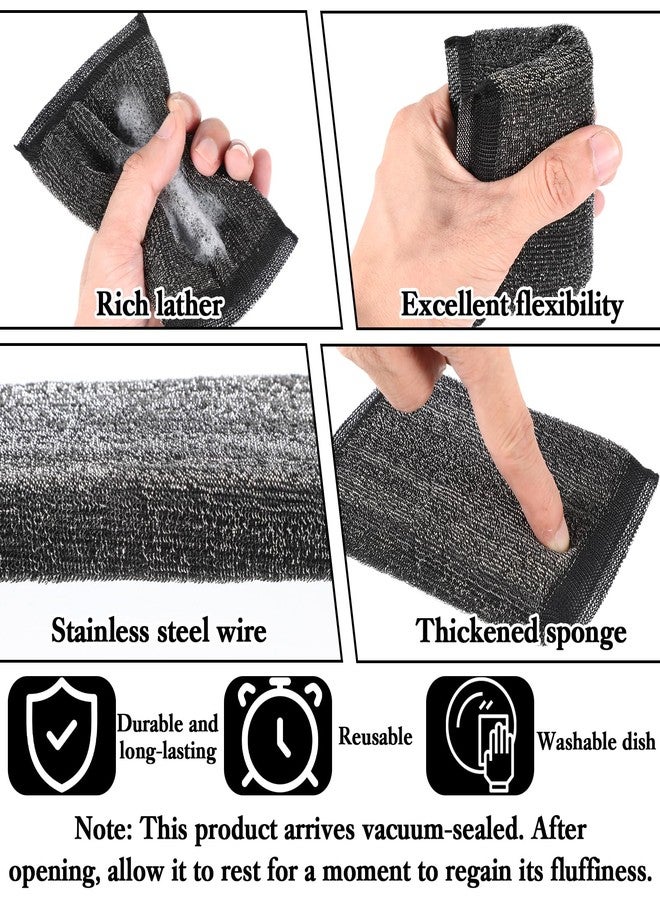 HaiFafafaing 6 Pcs Kitchen Sponges, Steel Wool Scrubbing Sponges, Non Scratch Scrubbers, Heavy Duty Reusable Multipurpose Cleaning Sponge for Washing Dishes, Pots, Pans, Household Cleaning - Image 3